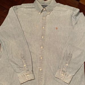 Men’s Polo Classic Fit Button Down Denim Shirt XXL